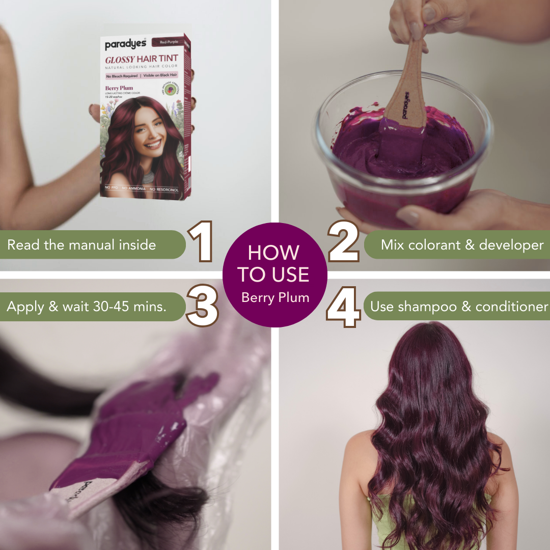 Berry Plum Glossy Hair Tint with Anti Fade Purple Conditioner