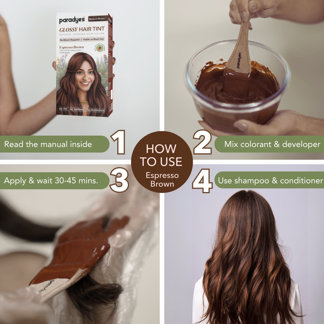 Espresso Brown Glossy Hair Tint with Anti Fade Brown Conditioner